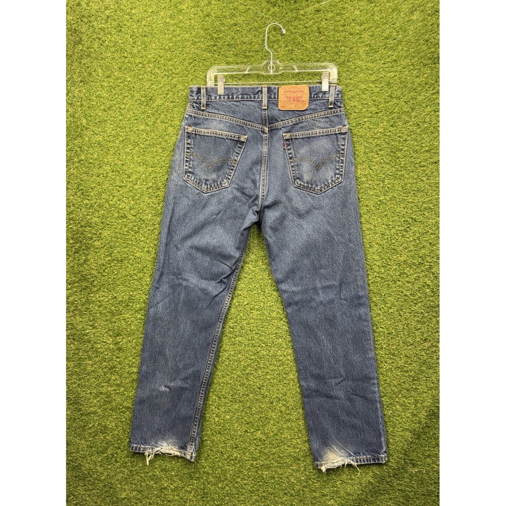 Levis 505 Jeans Mens 34x30 Blue Regular Fit Straight Leg Denim Dark Wash Denim